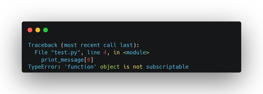 function object is not subscriptable