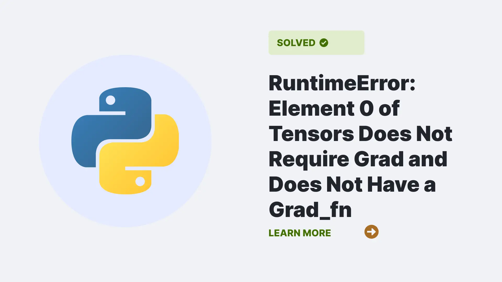 RuntimeError: Element 0 of Tensors Does Not Require Grad and Does Not Have a Grad_fn