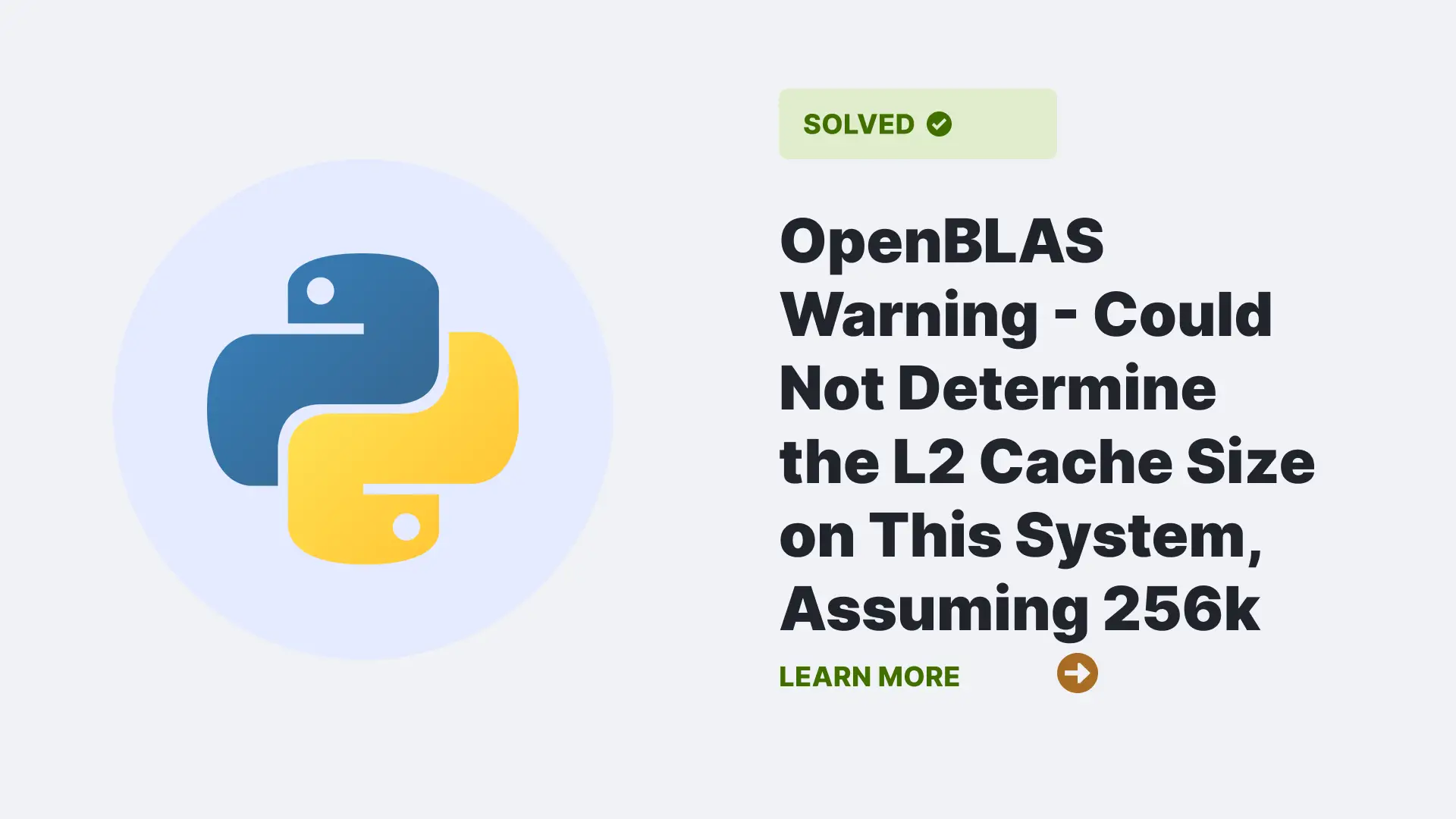 OpenBLAS Warning - Could Not Determine the L2 Cache Size on This System, Assuming 256k