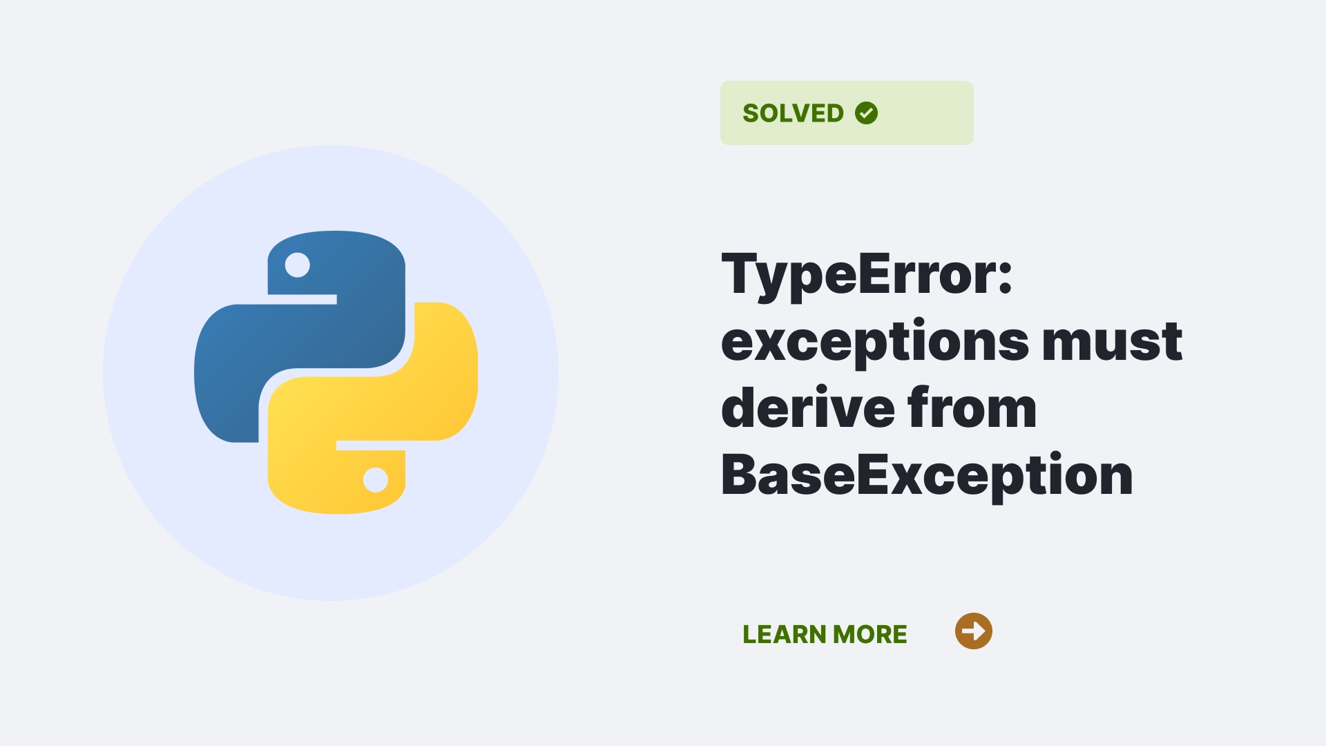 TypeError: exceptions must derive from BaseException