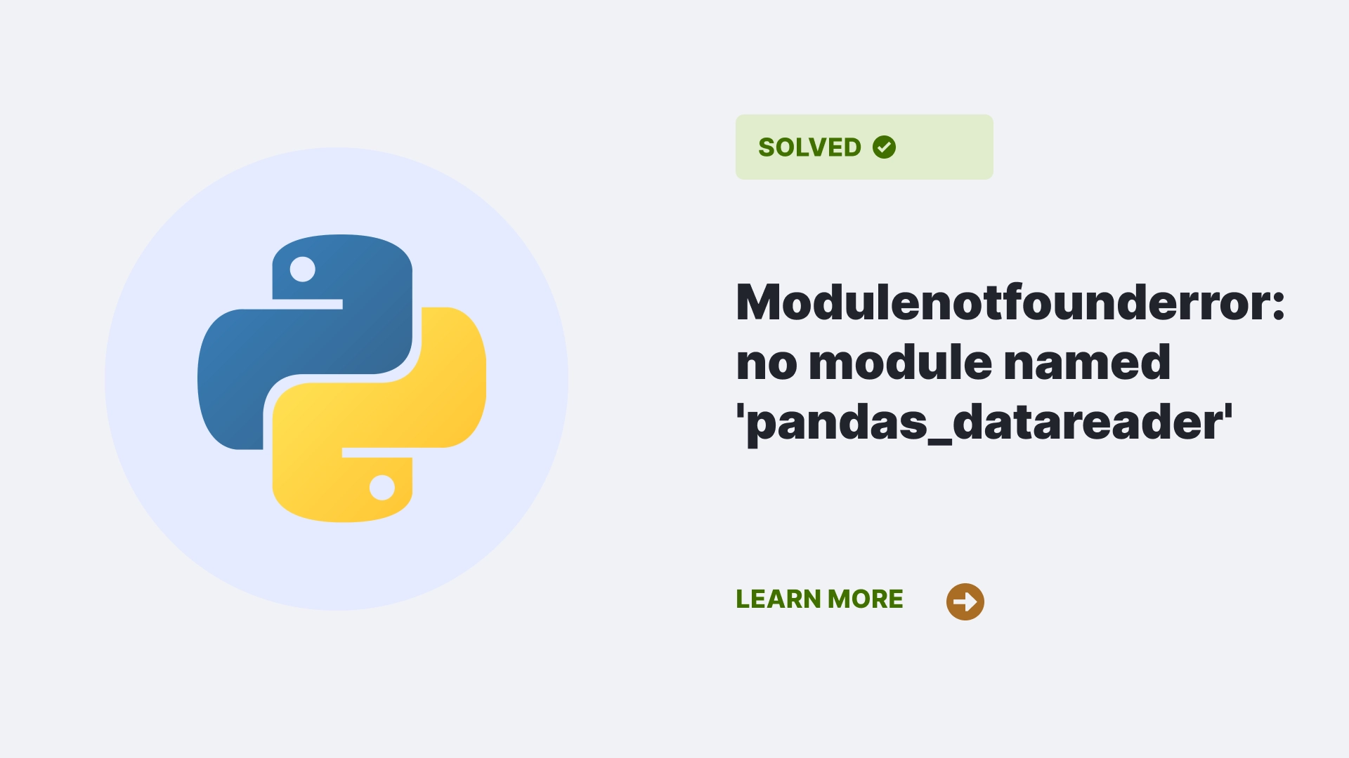 Modulenotfounderror: no module named 'pandas_datareader'