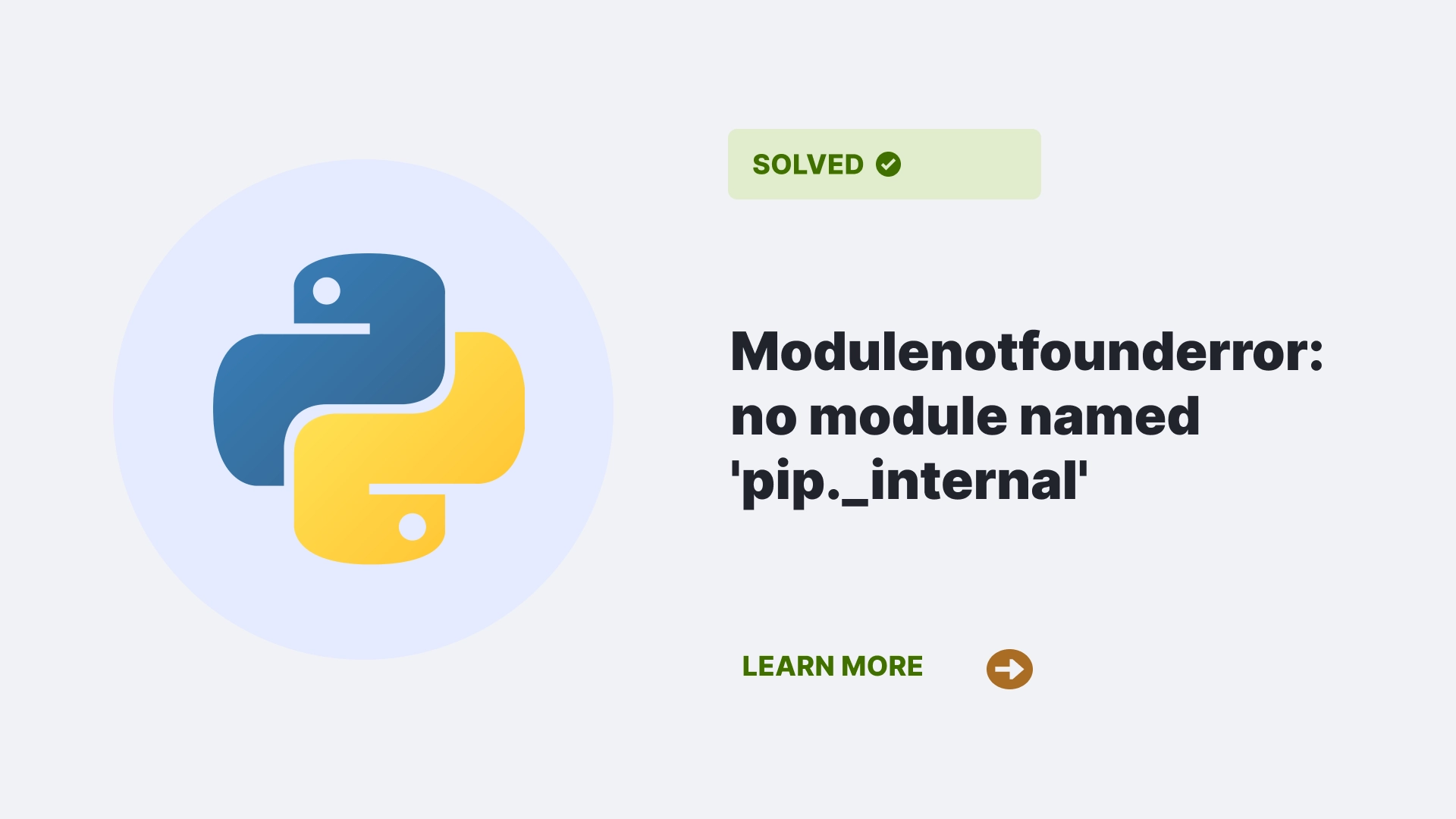 Modulenotfounderror: no module named 'pip._internal'